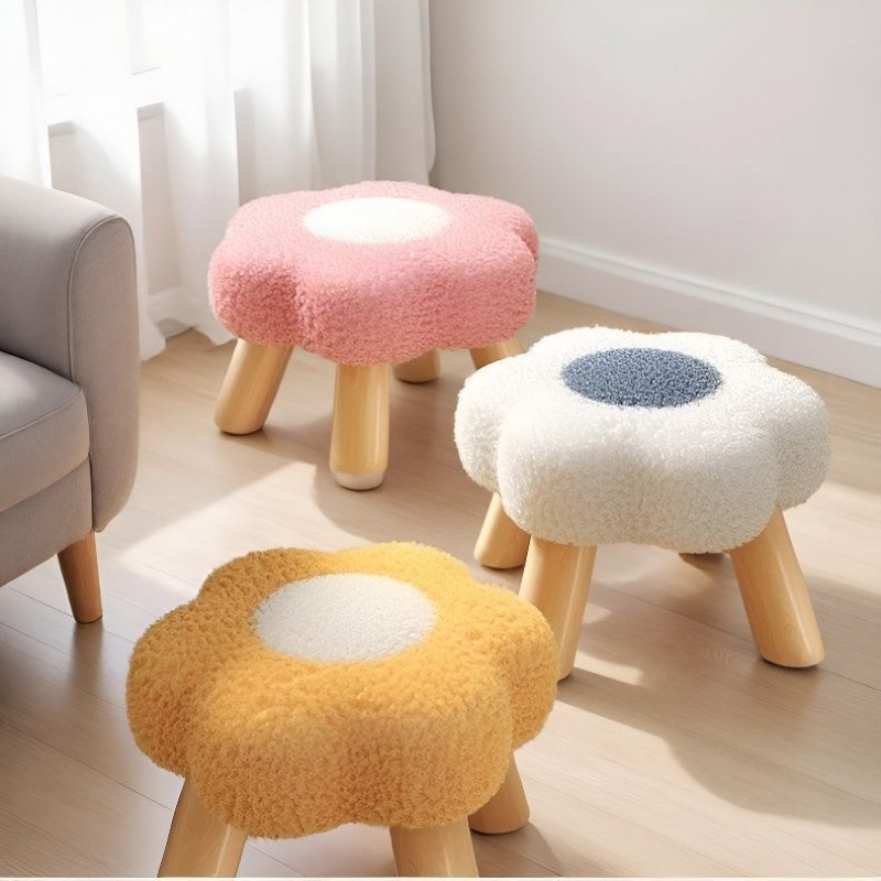 Small Stool for Home Use, Low Stool, Small Bench with Soft Cushion, Shoe-Changing Stool, Small Chair for Living Room, Creative Sitting Stool, Children's High-End Stool