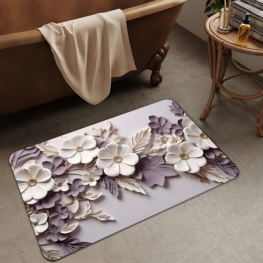 Alfombrilla de barro de diatomeas de flores tridimensionales de lujo ligero transfronterizo, alfombrilla de baño, alfombrilla de pie absorbente y antideslizante para el hogar, alfombrilla de entrada