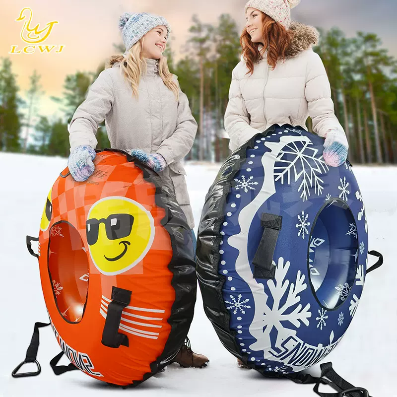 伟成源头工厂定制PVC充气滑雪圈加厚耐寒带手柄户外滑雪圈带布套