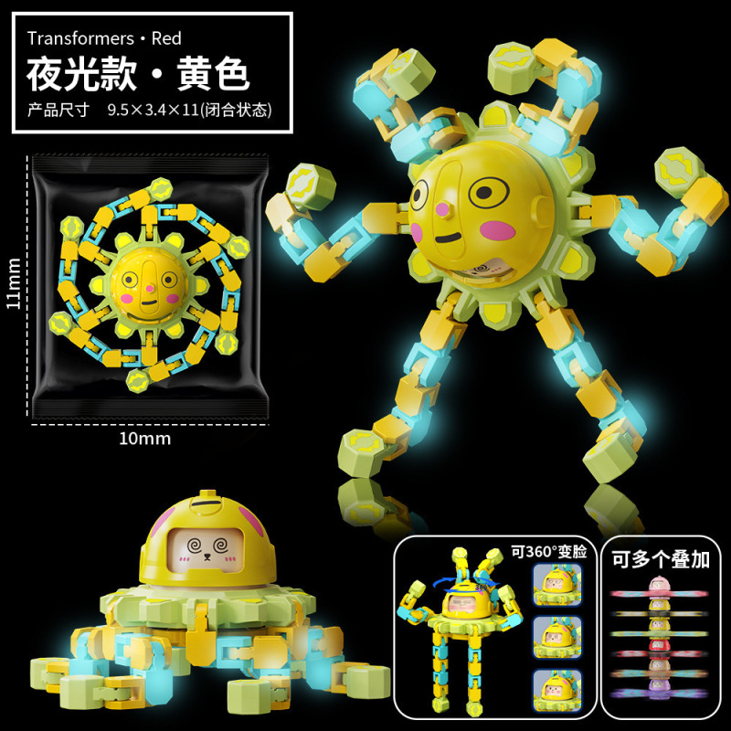 子供のフィンガースピナーおもちゃ変形可能で発光する教育用機械式顔変更フィンガースピナー減圧男の子卸売|undefined