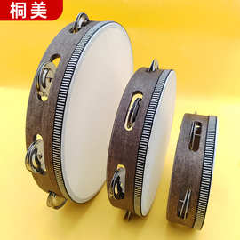 批发儿童奥尔夫乐器黑胡桃色铃鼓双排响铃鼓儿童玩具手鼓批发