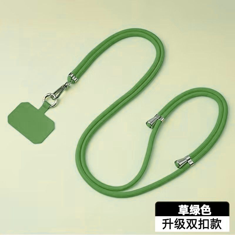 携帯電話のストラップは首のストラップを掛けます。|undefined