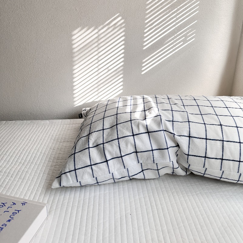 Ins風単品純綿枕カバー格子純色と封筒式枕カバー48*74単品枕芯内胆カバー