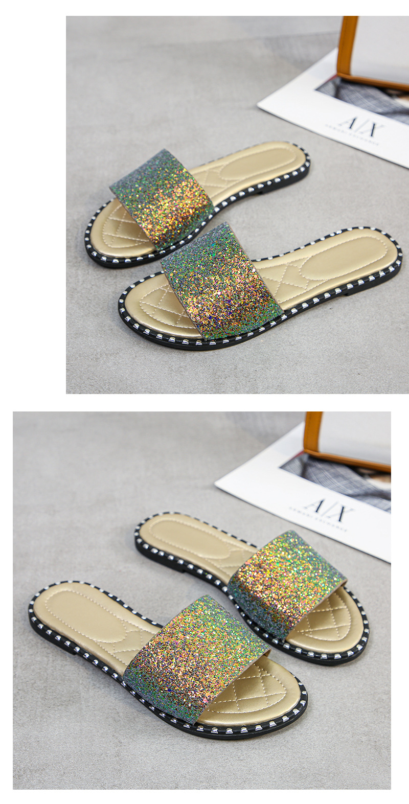 Fashion bling decor slide sandals NSPE48475