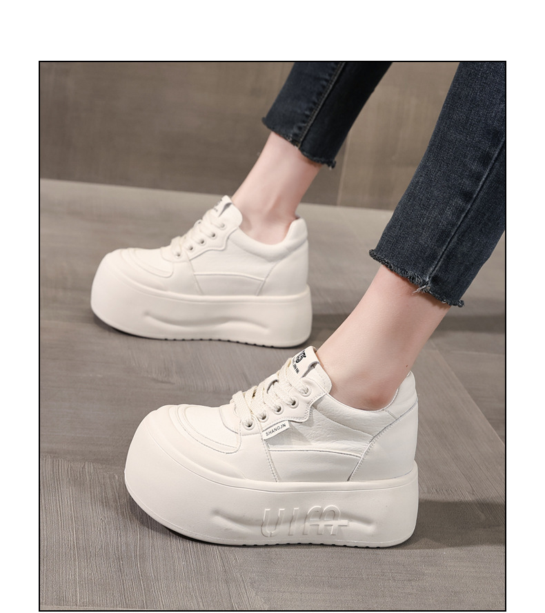 Giày sneaker nữ đế dày tăng chiều cao, mũi đầu to phong cách thể thao — ngọc trai trắng chi tiết 15