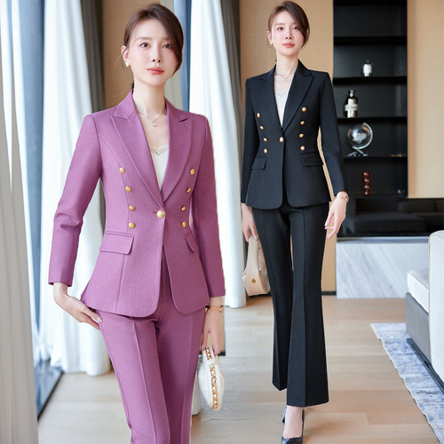 Suit suit for women 2024 new commuter Korean version casual spring and autumn high-end sense royal sister professional boot-cut pants two-piece set