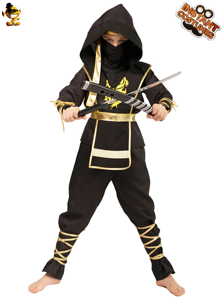 Niño pequeño Halloween Golden Dragon Ninja traje niños ninja masculino juego de rol cosplay traje de rendimiento image 4