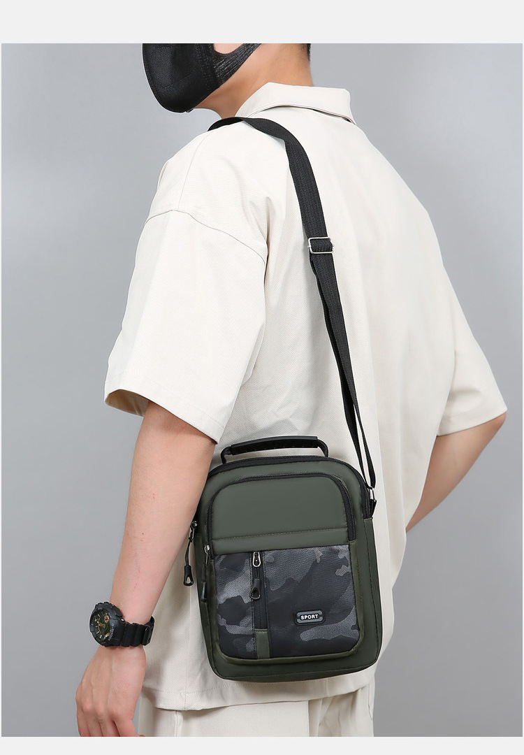 179g Weight Polyester Lining Material Sewing Thread Fashion Element Zipper Closure Type Sling Strap Strap Type Shoulder Bag Bags Type Casual Occasion Oxford Cloth Material Camouflage Pattern All Seasons Season Men's Gender Streetwear Style Square Shape Men's Camouflage Oxford Cloth Sewing Thread Zipper Shoulder Bag 10