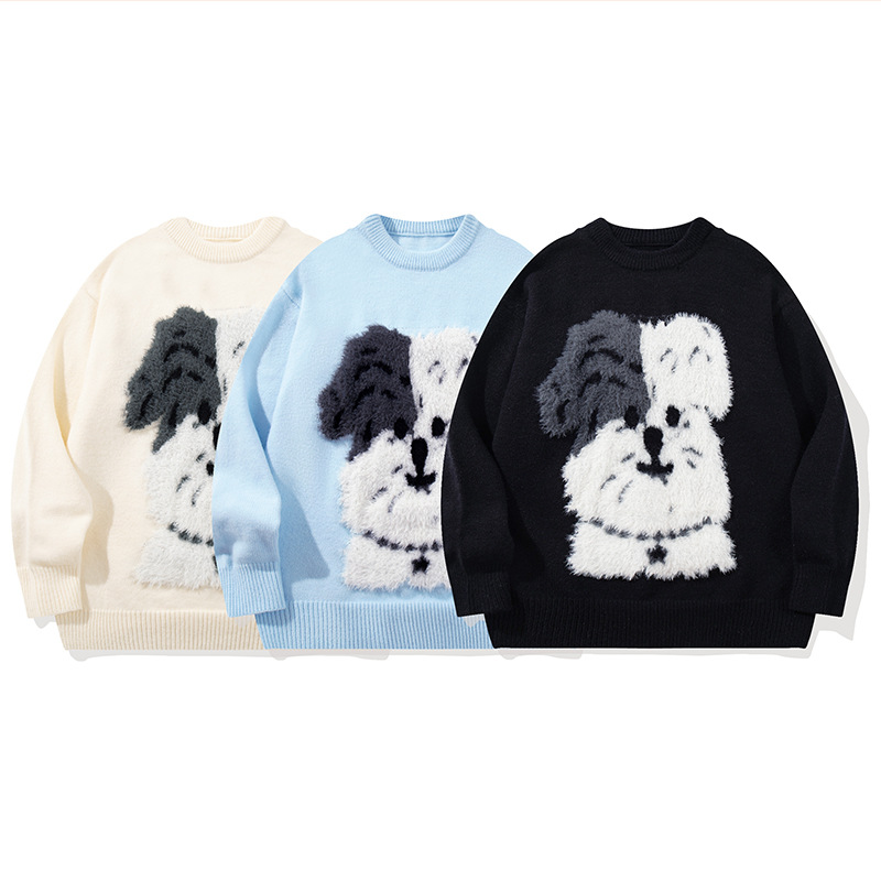 Andrea marca de moda original de dibujos animados perros Jacquard suéter de mujer otoño y invierno suelto casual cálido jersey de punto base image 5