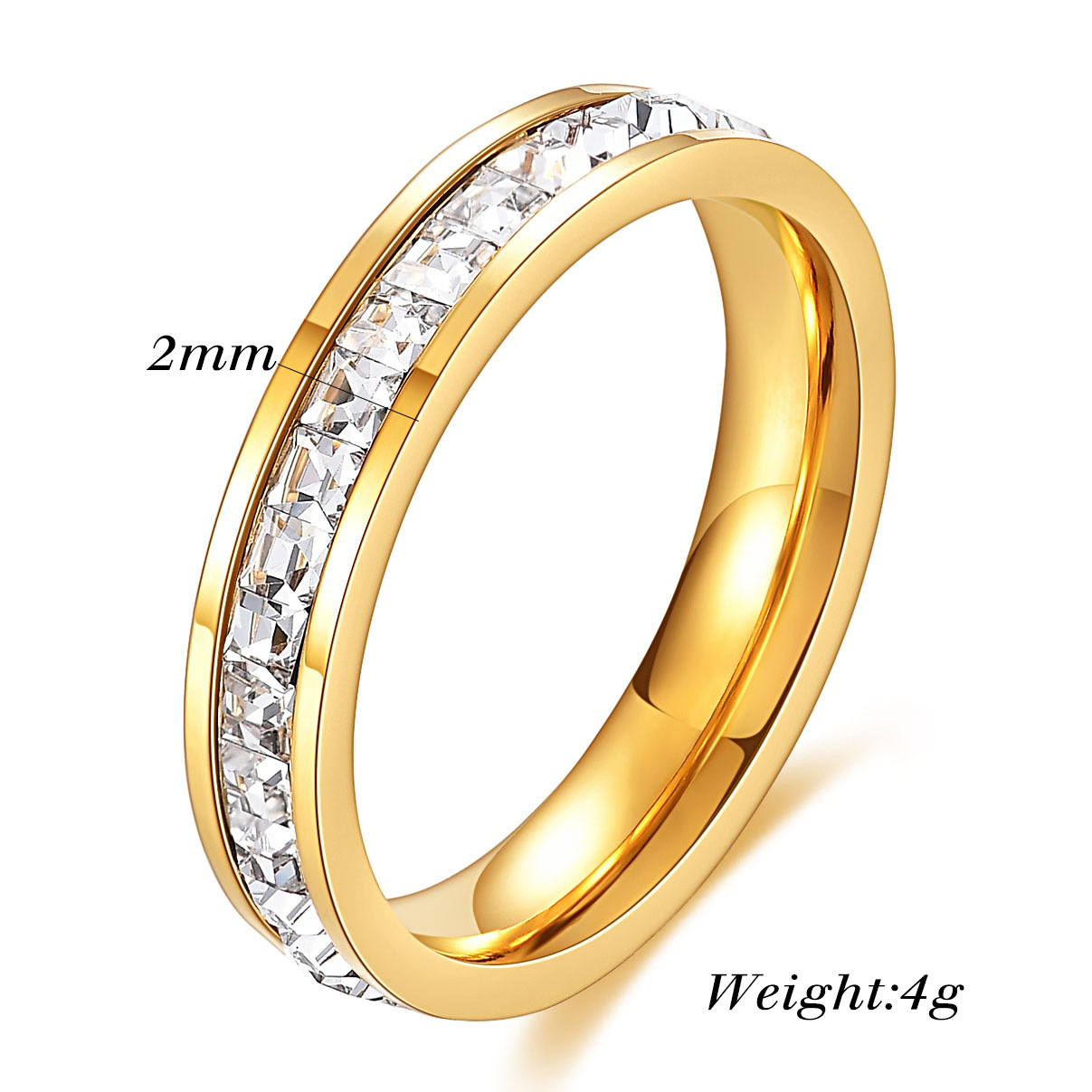 Fashion Shining Single Row Zircon Inlaid Titanium Steel Ring Ornament