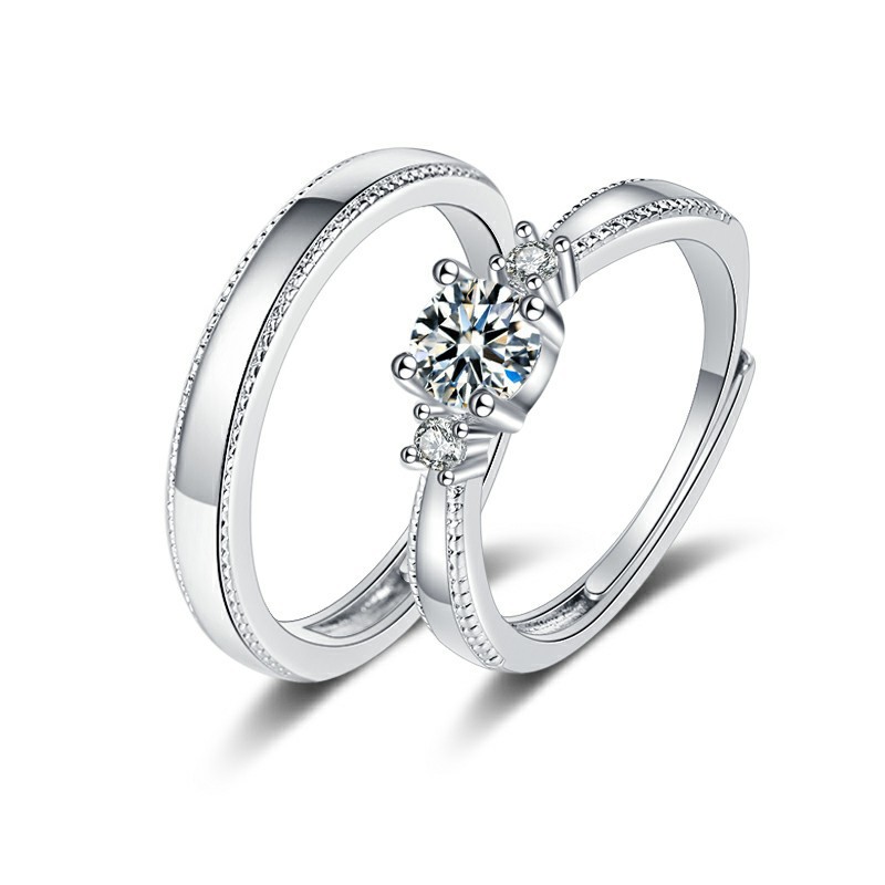 Live hot sale zircon ring Korean style couple ring diamond proposal Valentine's Day gift one-piece delivery ring