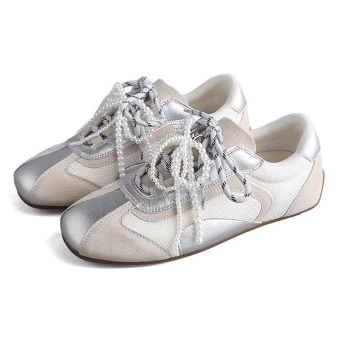 Двухцветная повседневная обувь с бантом, натуральная кожа, soft sole