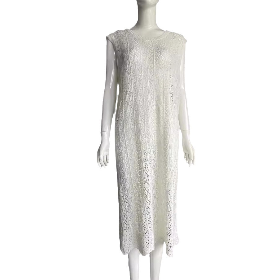 Vestido de Punto Sin Mangas para Playa de Acrílico Holgado