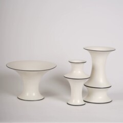 简约现代竹节象牙白哑光陶瓷花瓶线条客厅餐厅桌面花器摆件装饰品