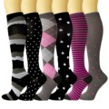 亚马逊夏季运动压缩袜socks运动袜弹力袜男女黑白长筒袜压力袜