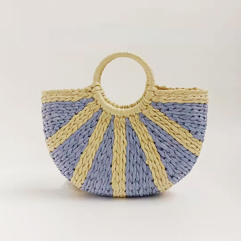 Women's Fashion Handbags, 2024 New Summer Woven Pumpkin Semi-circular Holiday Beach Bag. Fashionable and Personalized Women's Bags._senzul.com