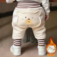 婴儿裤子加绒加厚大pp裤高腰护肚春秋男女宝宝薄绒秋冬屁屁裤外穿