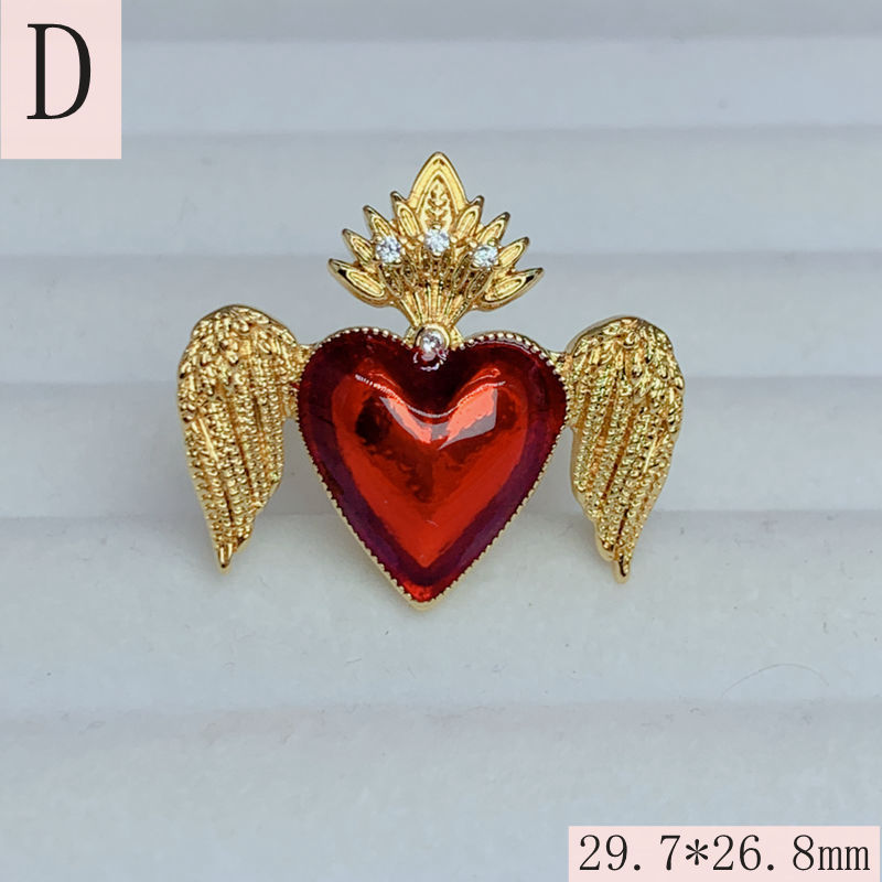 Wholesale Jewelry Vintage Style Heart Shape Copper Zircon Enamel Open Rings display picture 7