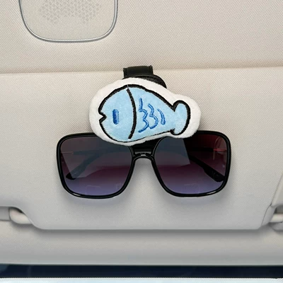 Car Glasses Clip/Bill Clip Clip, Sunglasses Holder for - black-glasses-with-a-small-blue-fish-on-them