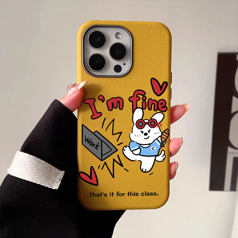 Funny don't want to go to work mobile phone case for Apple 16promax leather iphone15 plating frame female protective case