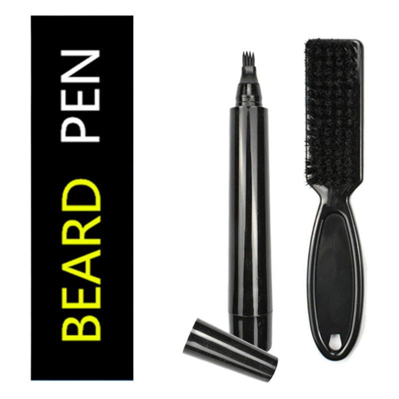 Amazon pluma de barba pluma de cuatro Tenedor de barba pluma de relleno de barba de los hombres Lápiz de cejas a prueba de agua