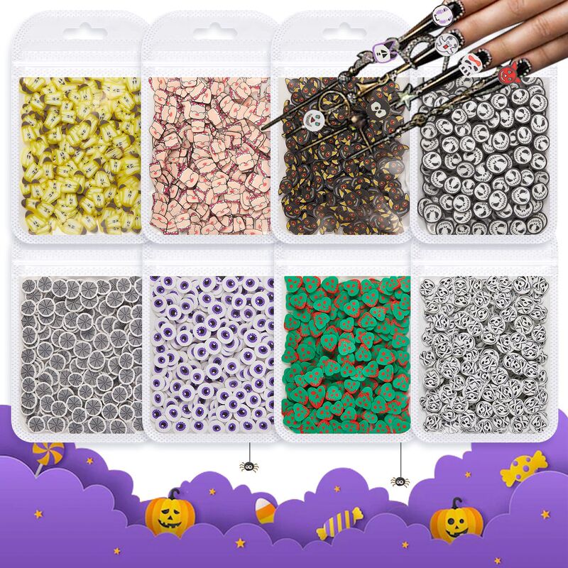 Bags Halloween Nail Art Sequins Soft Pottery Ghost Pumpkin Spider Nail Polish Glue Slime Makeup Accessories Bags Halloween Nail Art Sequins Soft Pottery Ghost Pumpkin Spider Nail Polish Glue Slime Makeup Accessories