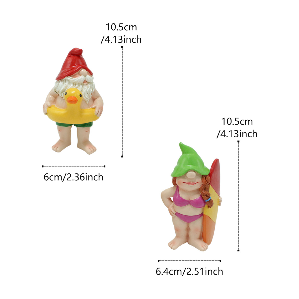  Funny Garden Gnome Men and Women Dwarfs Outdoor Beach Wind Surfing Figurines Novelty Garden Decoration