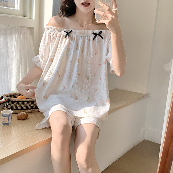 Women's Cloud Cotton Short-sleeved Shorts suit Pajamas Women's Summer 2025 Innovative Loose Multi-color Multi-style Wear