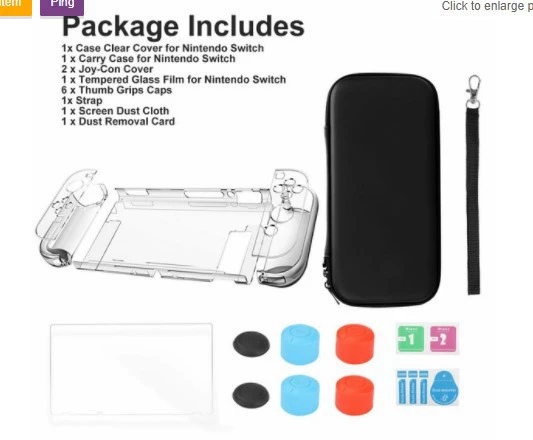 Кейс-носитель сумка для Nintendo Switch, кристаллическая ракушка, стальная пленка, комплект кабелей данных