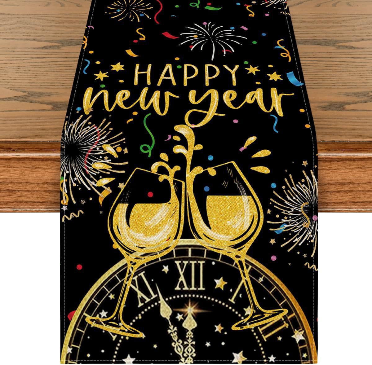 Bandera de Año Nuevo Fiesta de comedor Celebración Decoración Mesa de comedor Feliz Año Nuevo Hogar chimenea porche Mesa de mesa
