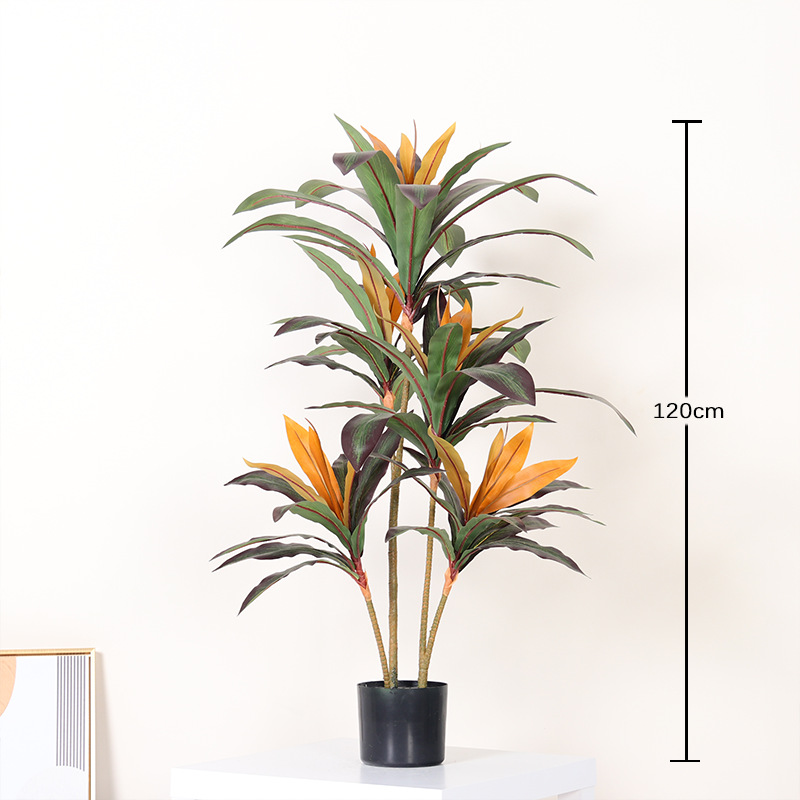 Simulación de plantas verdes Sensación avanzada Simulación de borde rojo Hierro Árbol falso Planta en maceta Sala de estar Interior Decoración Decoración Paisaje de plantas biónicas