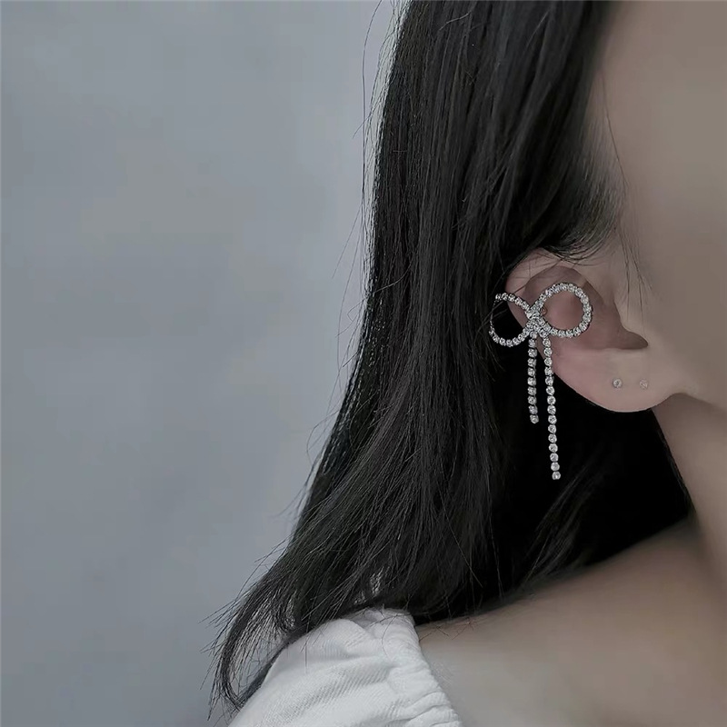 Korean Fashion Full Diamond Bow Ear Bone Clip display picture 2