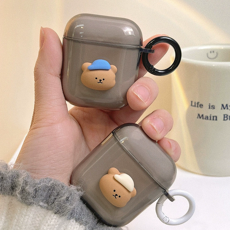 Наушники, милый трехмерный защитный чехол бренда, bluetooth, 2/3, с маленькими медведями
