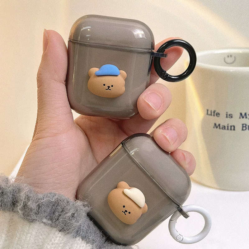 Наушники, милый трехмерный защитный чехол бренда, bluetooth, 2/3, с маленькими медведями