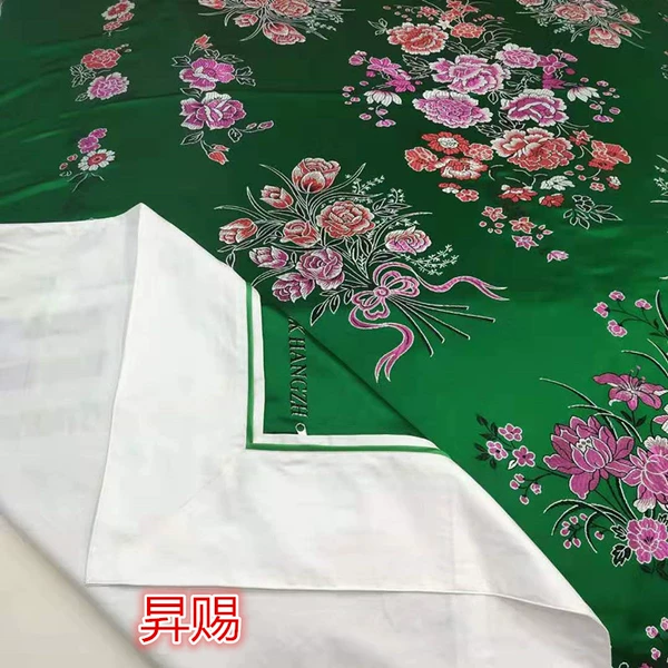 ㊁ツFull flower green satin quilt lining