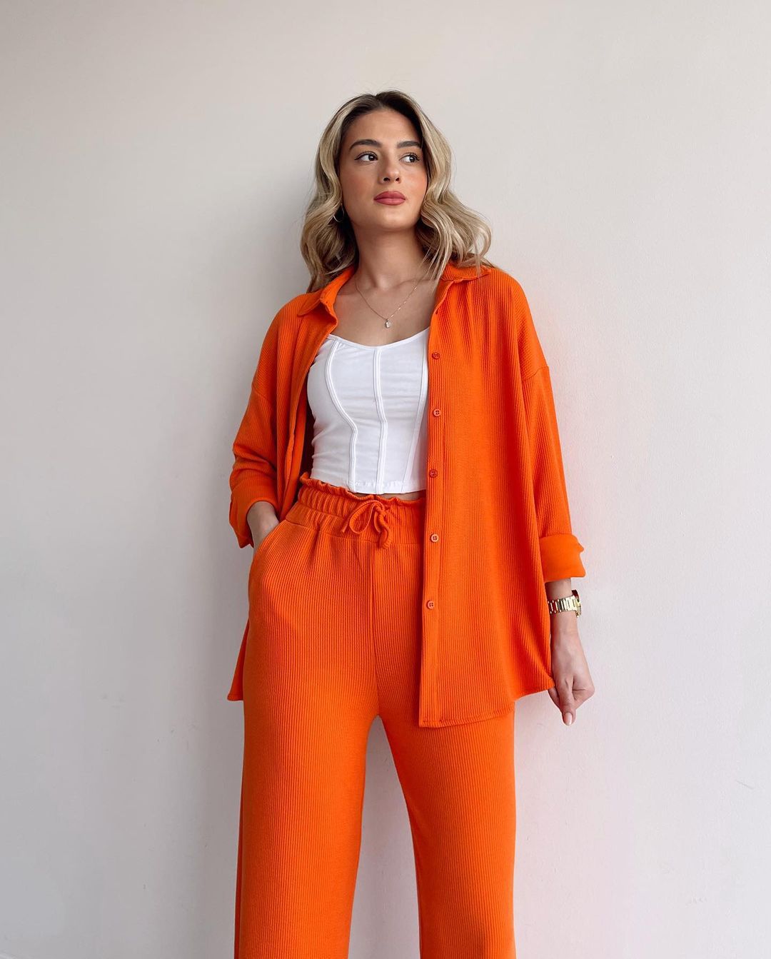 Mujeres Casual Elegante Color Sólido Poliéster Botón Conjuntos De Pantalones display picture 5