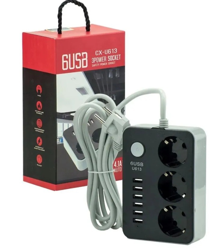 Cable de extensión de alimentación de 2m con conector USB estándar europeo enchufe de línea ruso comercio exterior transfronterizo placa de conexión europea