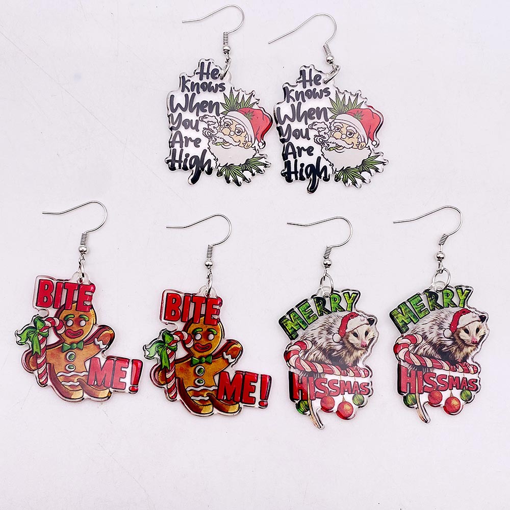Wholesale Jewelry Cute Santa Claus Gingerbread Letter Arylic Drop Earrings display picture 1