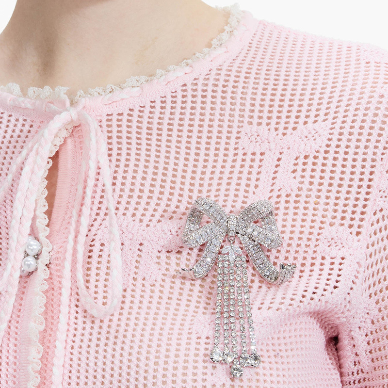 Europa y los Estados Unidos nuevos broches de arco con bordas trajes de diamante sofisticados accesorios de moda broche