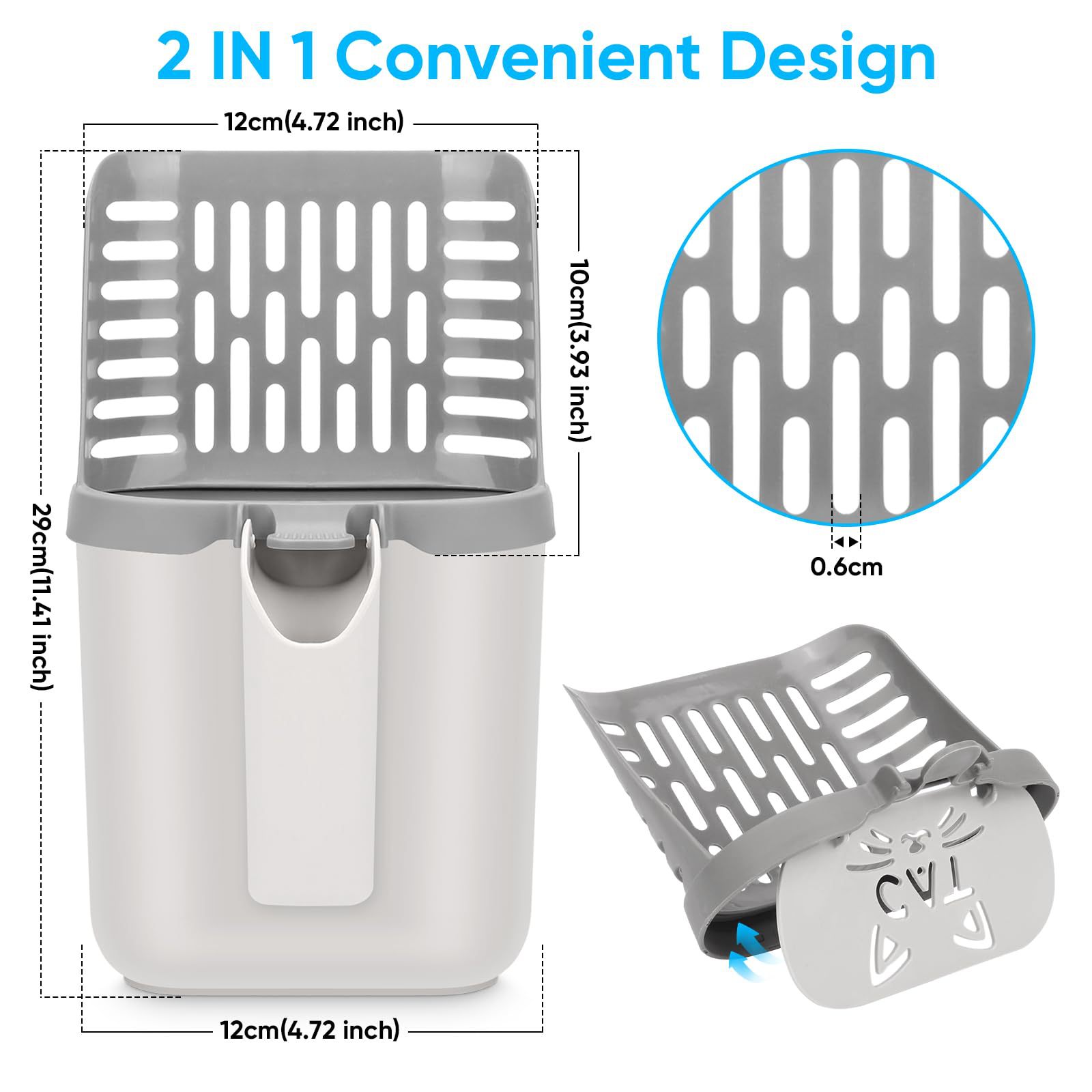 Una sola caja de almacenamiento para gatos para limpieza de mascotas de arena de gato desmontable bolsa de basura de gran capacidad para herramientas de limpieza de mascotas