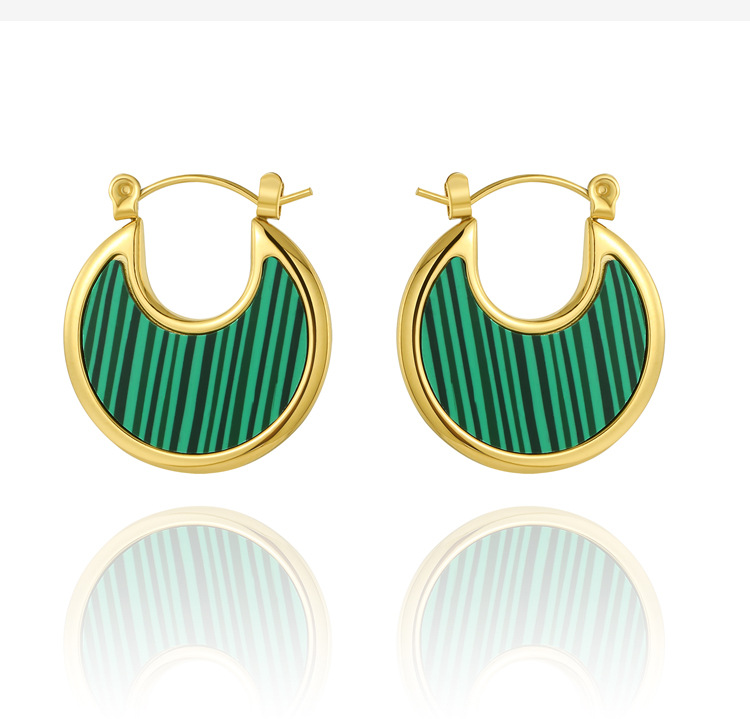 8g Weight Vacuum Plating Gold Plating Process 304 Stainless Steel Ear Needle Material 18K Gold Plated Plating Material 1 Pair Fashion Solid Color Plating 304 Stainless Steel 18K Gold Plated Hoop Earrings