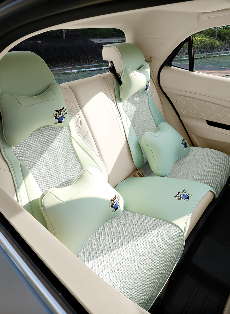 Cartoon car seat cushion half-cover summer car seat cushion breathable cool pad universal for all seasons long-sitting ice rattan