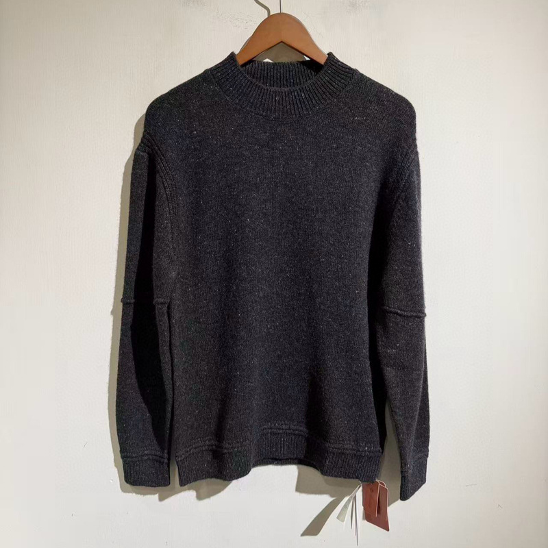 Authentic Sweater 26 Spring New Product Hemp Rope Embroidery Ribbed Round Neck Knitted Sweater Unisex Trendy Brand Knitwear