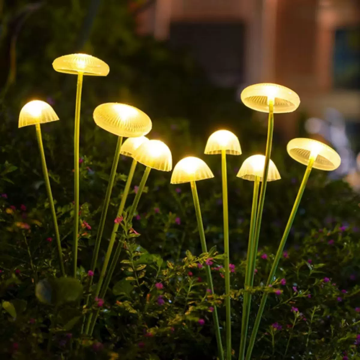 跨境LED太阳能水母灯 硅胶蘑菇地插灯室外花园庭院氛围装饰草坪灯