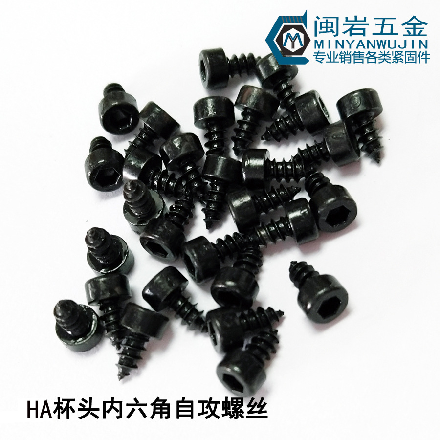 杯头内六角自攻HA2.5/2.6*5-25 铁发黑  圆柱头内六角尖尾自攻