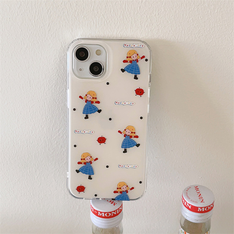 Chica de lunares coreana para Apple 16promax nicho 15pro nueva funda para teléfono móvil 13/14 dibujos animados 16 mujeres