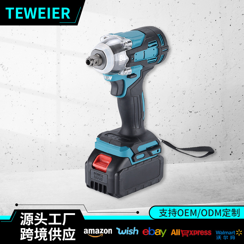 Llave eléctrica de litio inalámbrica multifuncional transfronteriza comercio exterior de alta potencia llave de impacto doméstica de gran torsión llave eléctrica