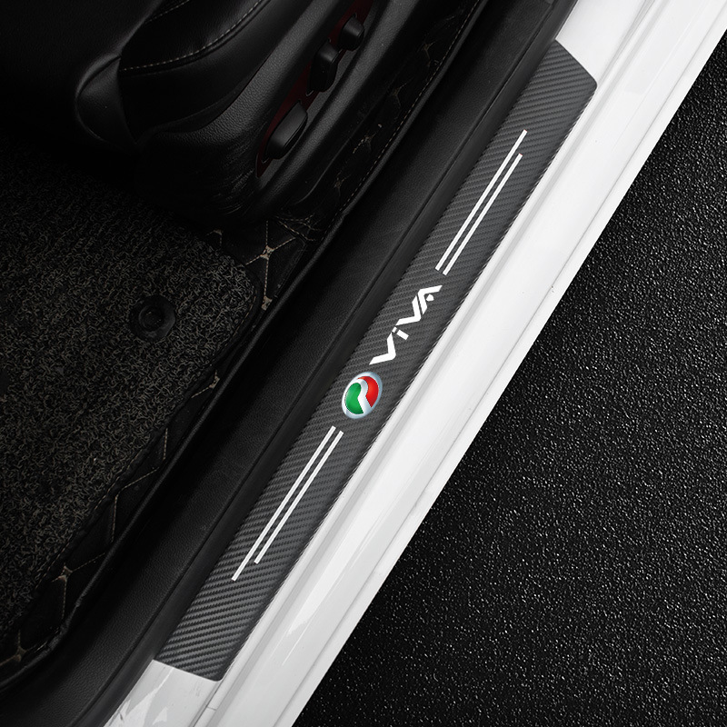 Tira de alféizar de la puerta del coche North Deer galopante logotipo del coche patrón de fibra de carbono pedal de bienvenida de cuero a prueba de arañazos anti-pisada pegatinas decorativas