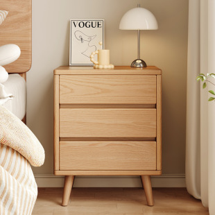 Solid Wood Bedside Table Bedroom Household Modern Simple Bedside Narrow Three-layer Height Small Storage Storage Cabinet