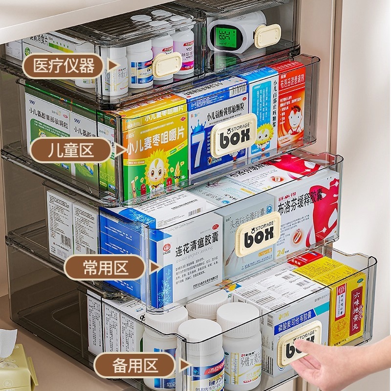 Xingyou 薬箱家庭用引き出し型透明薬収納ボックス家庭用多層大容量薬収納キャビネット|undefined